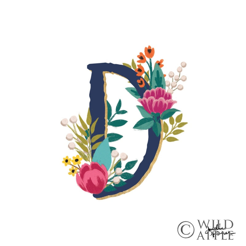 Reproduction of Romantic Luxe Monogram D Navy by Janelle Penner - Wall Decor Art