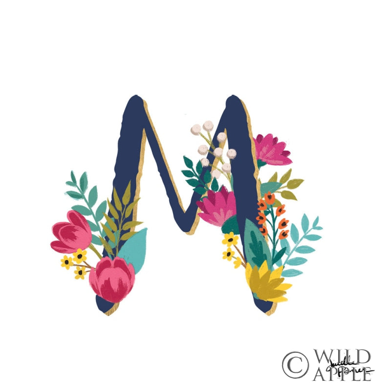 Reproduction of Romantic Luxe Monogram M Navy by Janelle Penner - Wall Decor Art