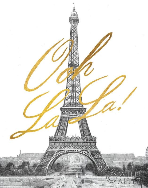Reproduction of Gilded Paris Ooh La la BW 11x14 by Moira Hershey - Wall Decor Art