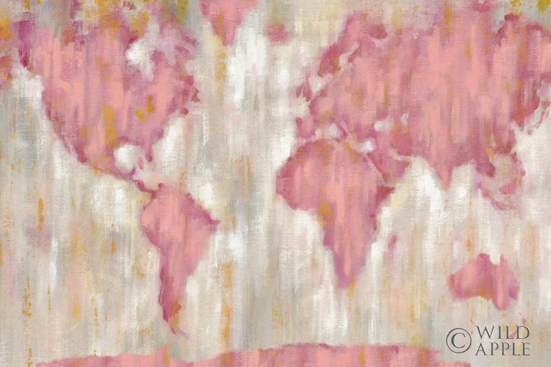 Reproduction of Blushing World Map v2 Crop by Silvia Vassileva - Wall Decor Art