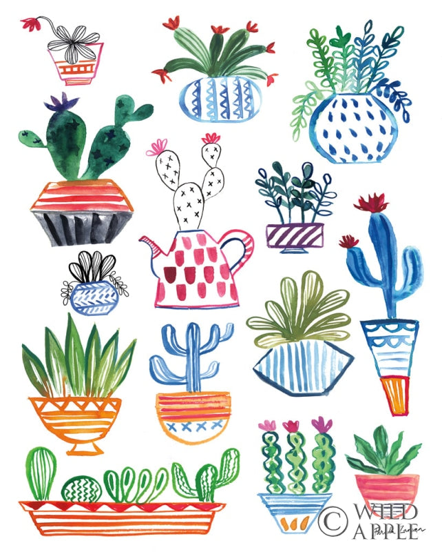 Reproduction of Funky Cacti I v2 by Farida Zaman - Wall Decor Art