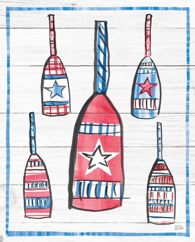 Reproduction of Coastal Americana III Shiplap by Melissa Averinos - Wall Decor Art