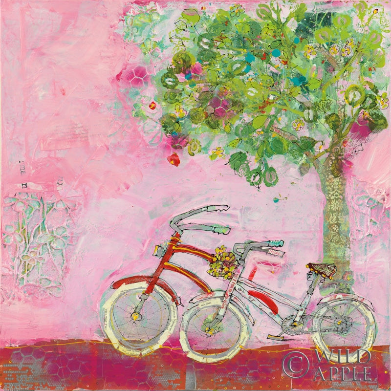Reproduction of Pink Bicycles by Kellie Day - Wall Decor Art