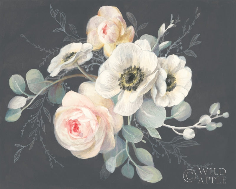 Reproduction of Roses and Anemones Solid Gray by Danhui Nai - Wall Decor Art