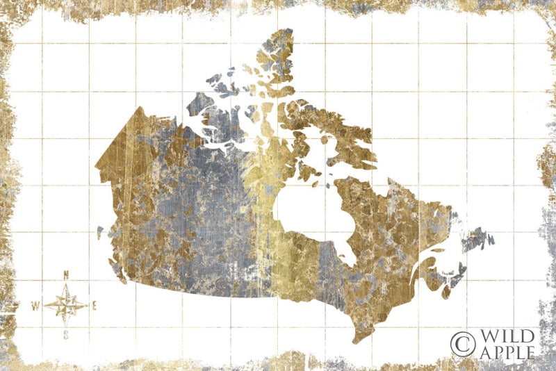 Reproduction of Gilded Map Canada by Wild Apple Portfolio - Wall Decor Art