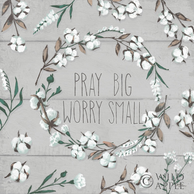 Reproduction of Blessed VI Gray Pray Big Worry Small by Janelle Penner - Wall Decor Art