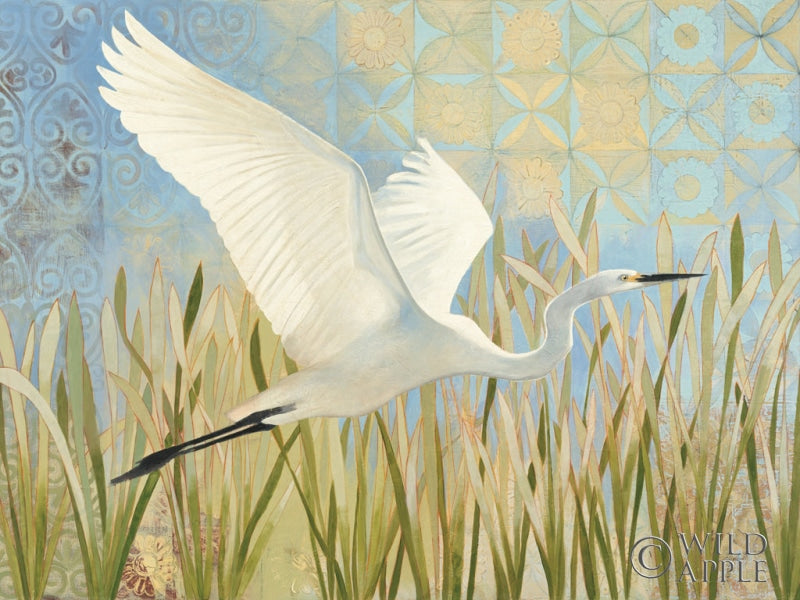 Reproduction of Snowy Egret In Flight v2 Crop by Kathrine Lovell - Wall Decor Art