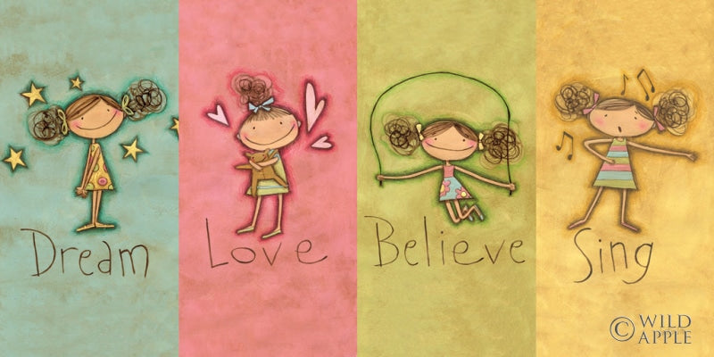 Reproduction of Dream Love Believe Sing Panel v2 by Anne Tavoletti - Wall Decor Art