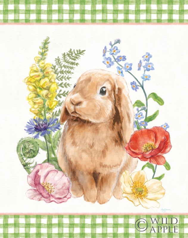 Reproduction of Sunny Bunny I Checker Border by Mary Urban - Wall Decor Art