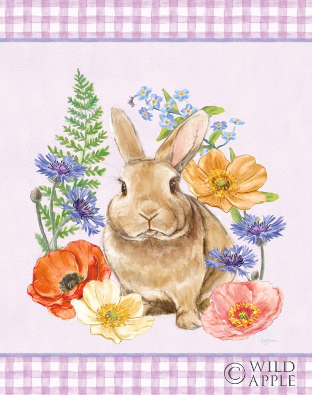 Reproduction of Sunny Bunny II Checker Border Purple by Mary Urban - Wall Decor Art