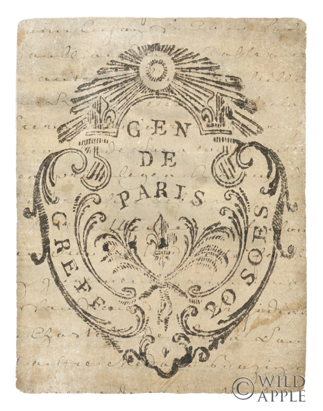 Reproduction of Letter Crest IIa Vintage v2 by Wild Apple Portfolio - Wall Decor Art