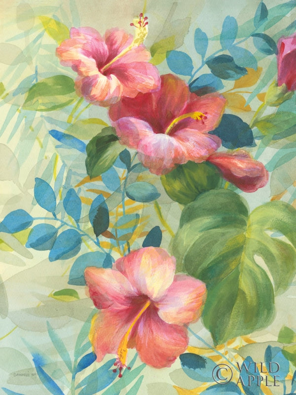 Reproduction of Hibiscus Garden II Crop by Danhui Nai - Wall Decor Art