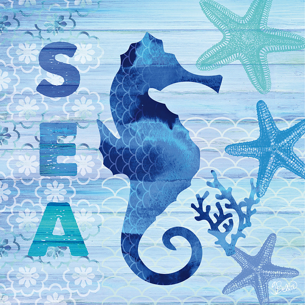 Reproduction of Sea Glass Seahorse v2 by Studio Bella - Wall Decor Art