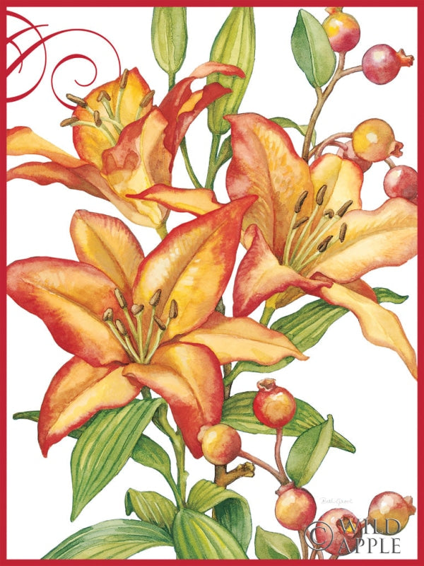 Reproduction of Flowers and Berries Lillies by Beth Grove - Wall Decor Art