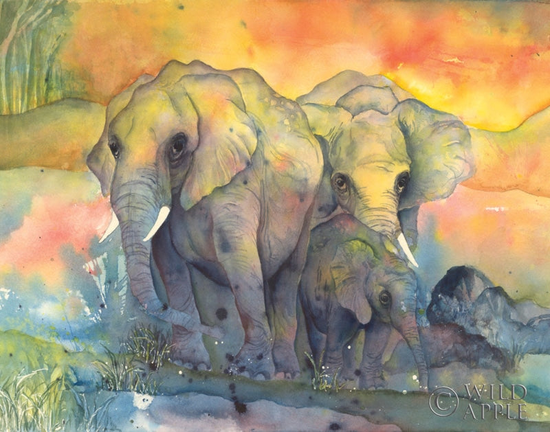 Reproduction of Elephants Crop by Chris Paschke - Wall Decor Art