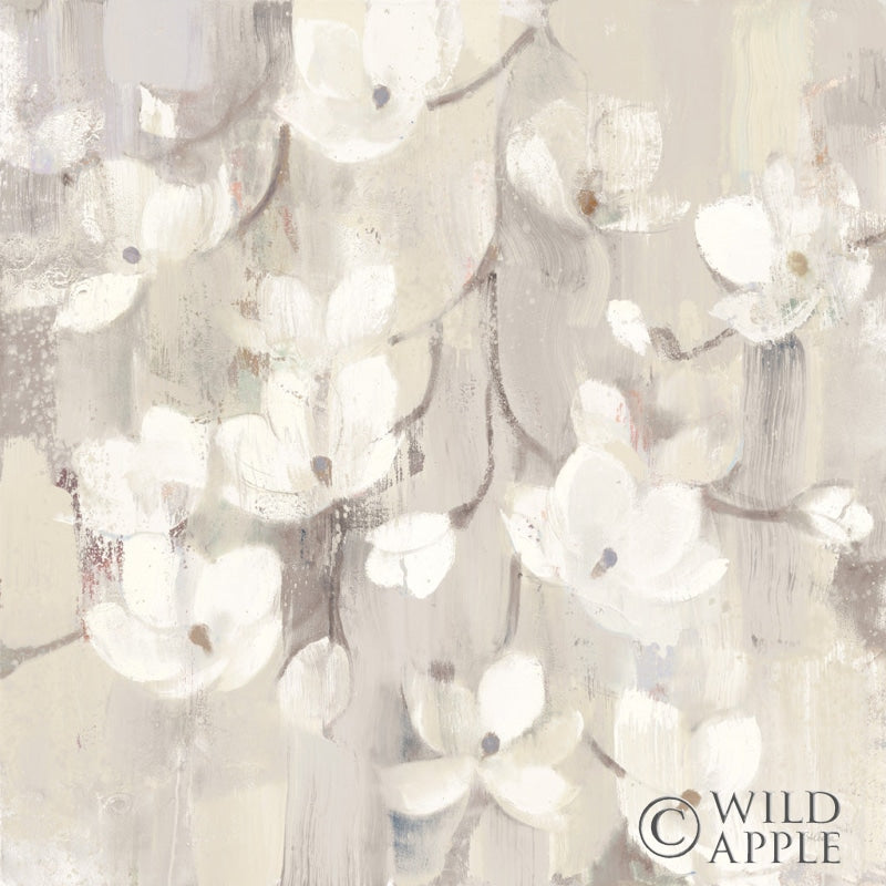 Reproduction of Magnolias in Spring II Neutral by Albena Hristova - Wall Decor Art