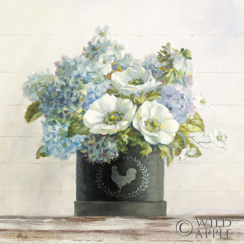 Reproduction of Anemones in Hatbox Shiplap by Danhui Nai - Wall Decor Art
