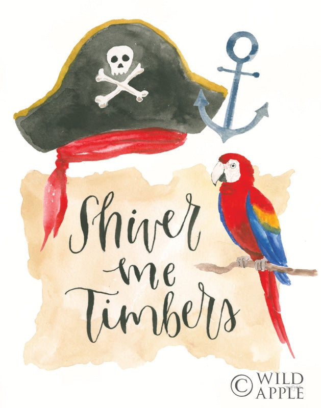 Reproduction of Pirates III on White by Jenaya Jackson - Wall Decor Art