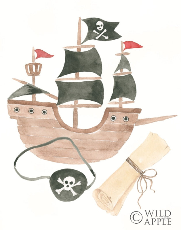 Reproduction of Pirates IV on White by Jenaya Jackson - Wall Decor Art