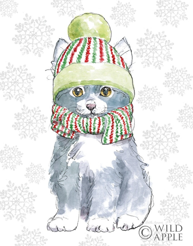Reproduction of Christmas Kitties II Snowflakes v2 by Beth Grove - Wall Decor Art