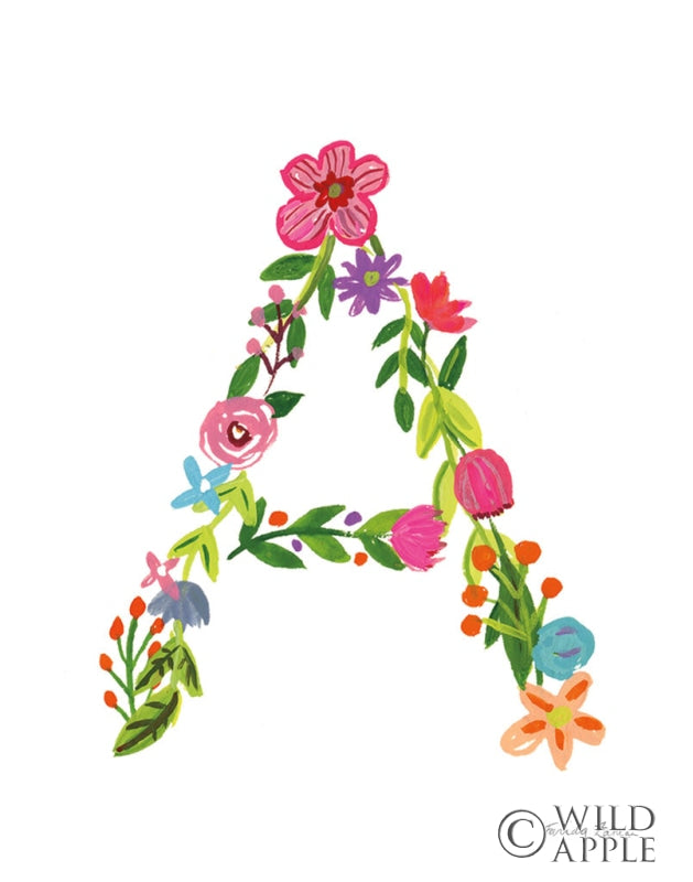 Reproduction of Floral Alphabet Letter I by Farida Zaman - Wall Decor Art