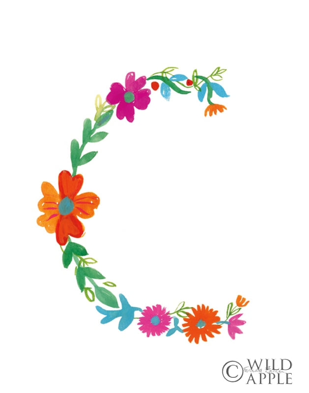 Reproduction of Floral Alphabet Letter III by Farida Zaman - Wall Decor Art
