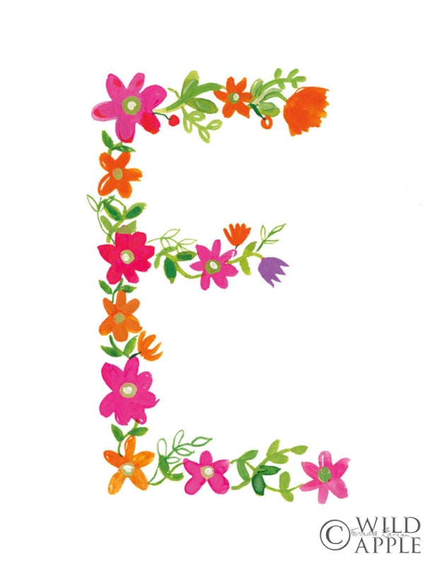 Reproduction of Floral Alphabet Letter V by Farida Zaman - Wall Decor Art