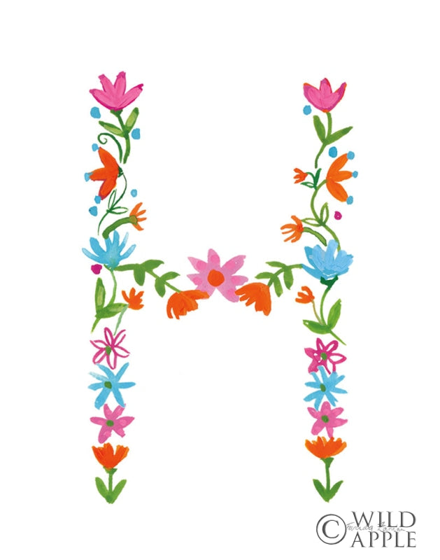 Reproduction of Floral Alphabet Letter VIII by Farida Zaman - Wall Decor Art