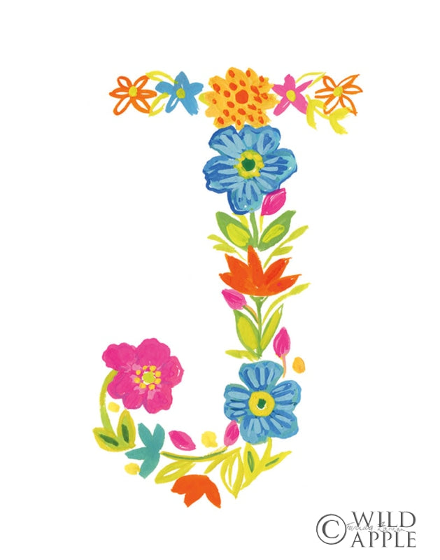 Reproduction of Floral Alphabet Letter X by Farida Zaman - Wall Decor Art