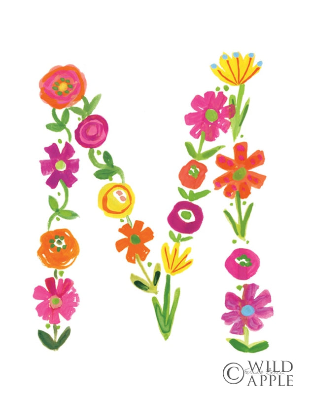 Reproduction of Floral Alphabet Letter XIII by Farida Zaman - Wall Decor Art