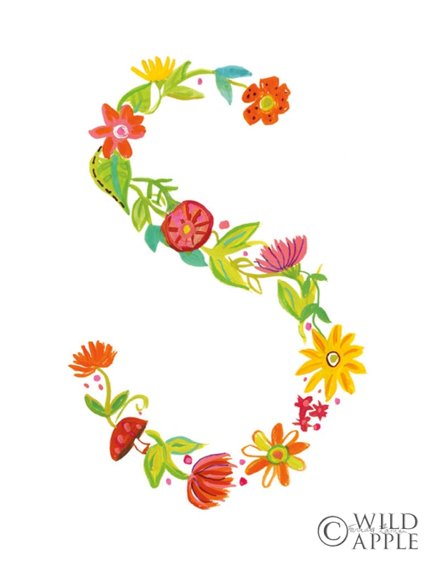 Reproduction of Floral Alphabet Letter XIX by Farida Zaman - Wall Decor Art