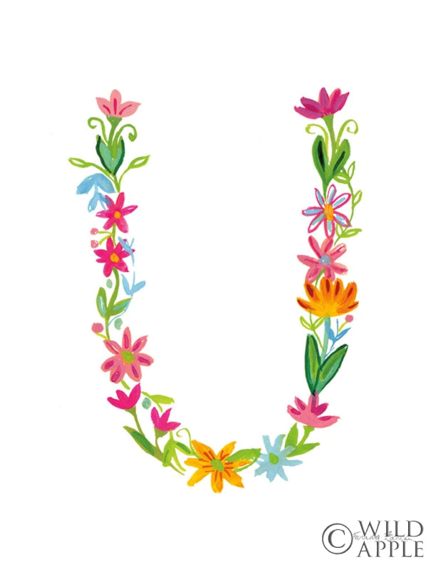 Reproduction of Floral Alphabet Letter XXI by Farida Zaman - Wall Decor Art