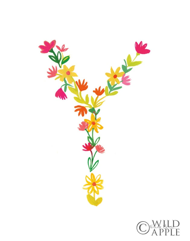 Reproduction of Floral Alphabet Letter XXV by Farida Zaman - Wall Decor Art