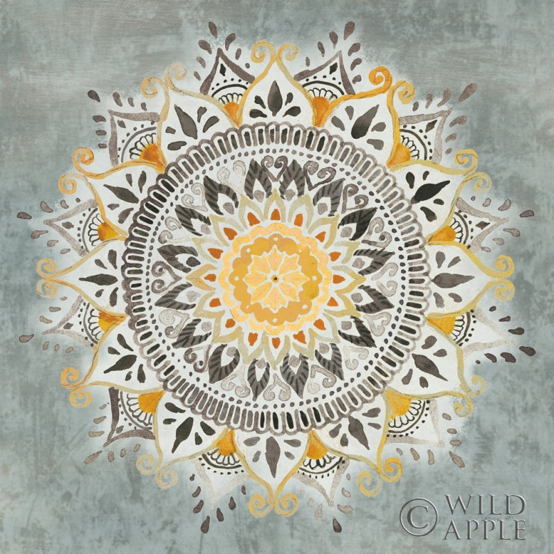 Reproduction of Mandala Delight I Yellow Grey by Danhui Nai - Wall Decor Art