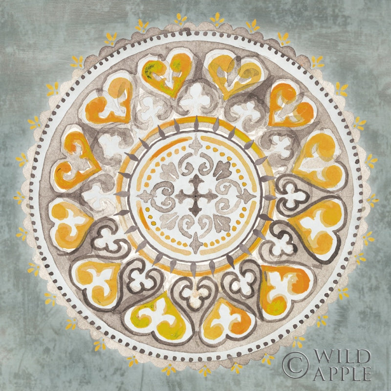 Reproduction of Mandala Delight III Yellow Grey by Danhui Nai - Wall Decor Art