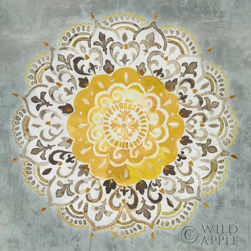 Reproduction of Mandala Delight IV Yellow Grey by Danhui Nai - Wall Decor Art