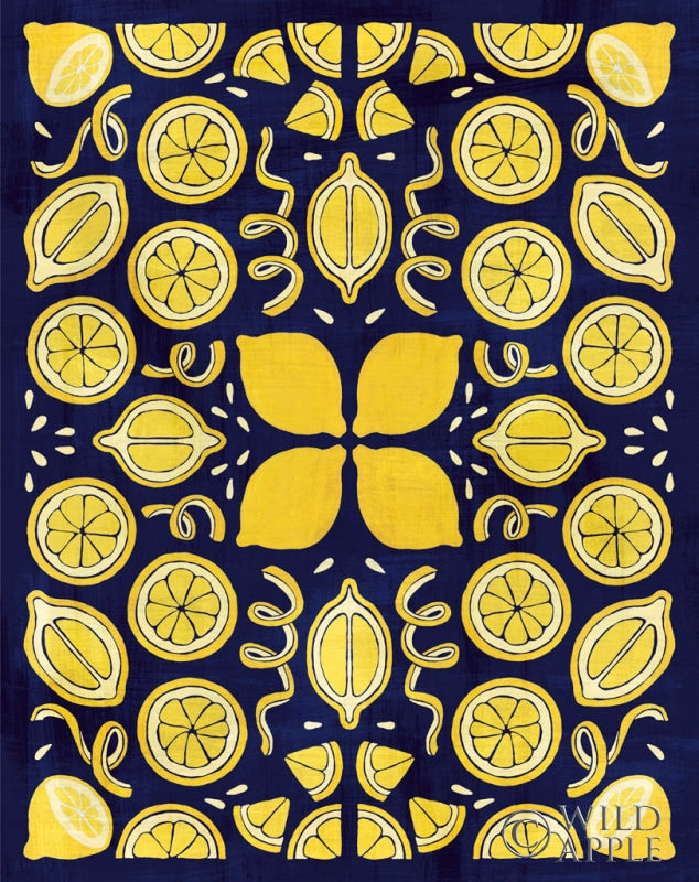 Reproduction of Otomi Lemon Navy by Wild Apple Portfolio - Wall Decor Art