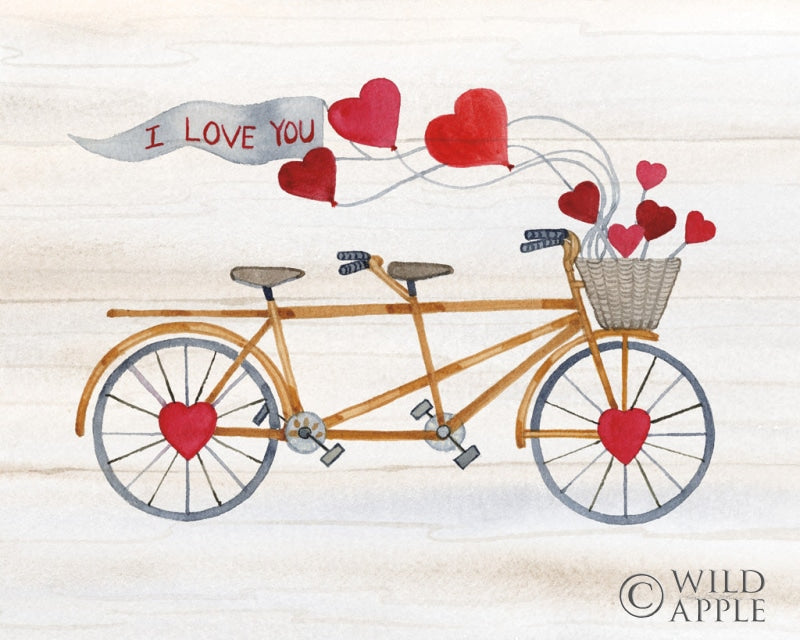 Reproduction of Rustic Valentine Bicycle by Kathleen Parr McKenna - Wall Decor Art