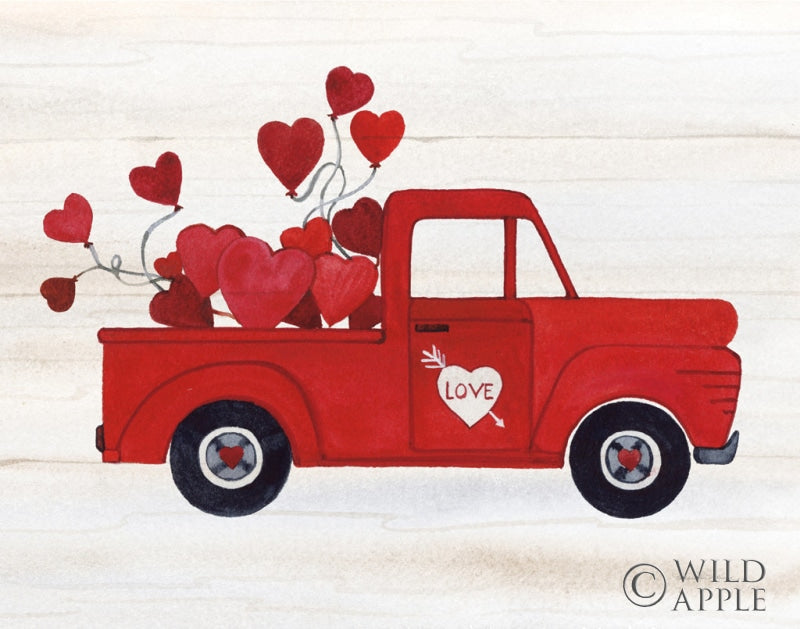 Reproduction of Rustic Valentine Truck by Kathleen Parr McKenna - Wall Decor Art