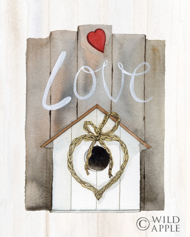 Reproduction of Rustic Valentine Birdhouse by Kathleen Parr McKenna - Wall Decor Art