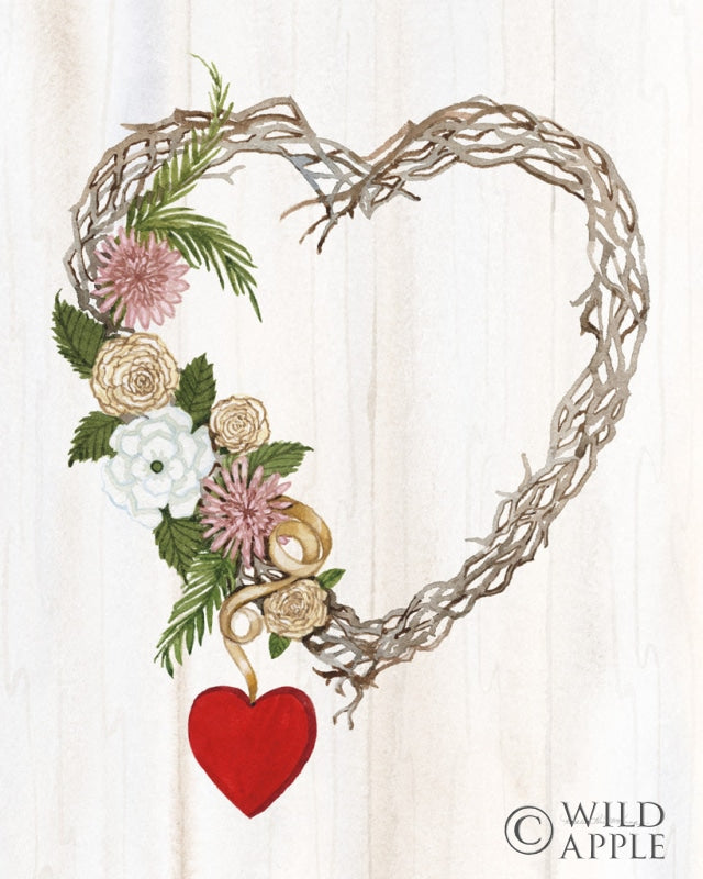 Reproduction of Rustic Valentine Heart Wreath I by Kathleen Parr McKenna - Wall Decor Art