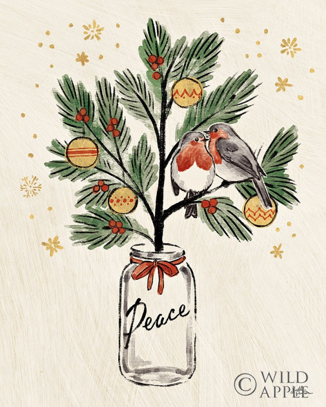 Reproduction of Christmas Lovebirds VI by Janelle Penner - Wall Decor Art