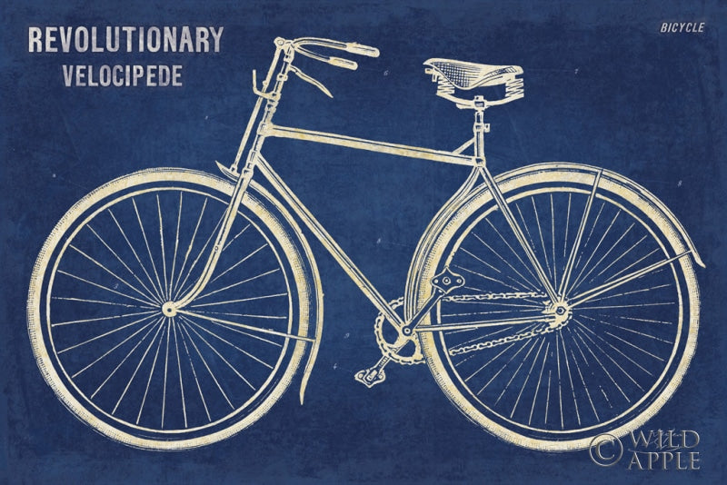 Reproduction of Blueprint Bicycle by Sue Schlabach - Wall Decor Art
