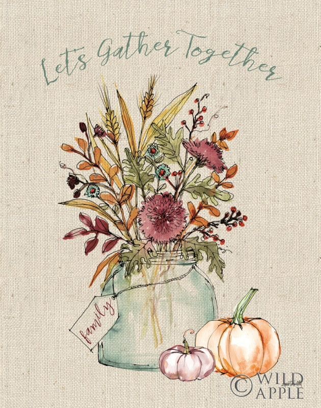 Reproduction of Festive Foliage III Burlap by Anne Tavoletti - Wall Decor Art