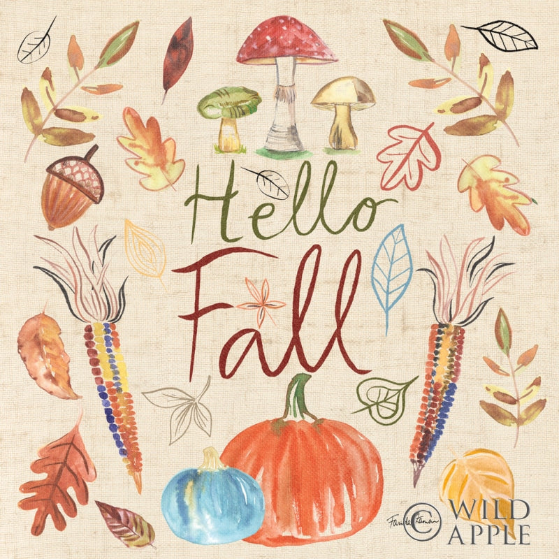 Reproduction of Hello Fall I Sq Burlap by Farida Zaman - Wall Decor Art