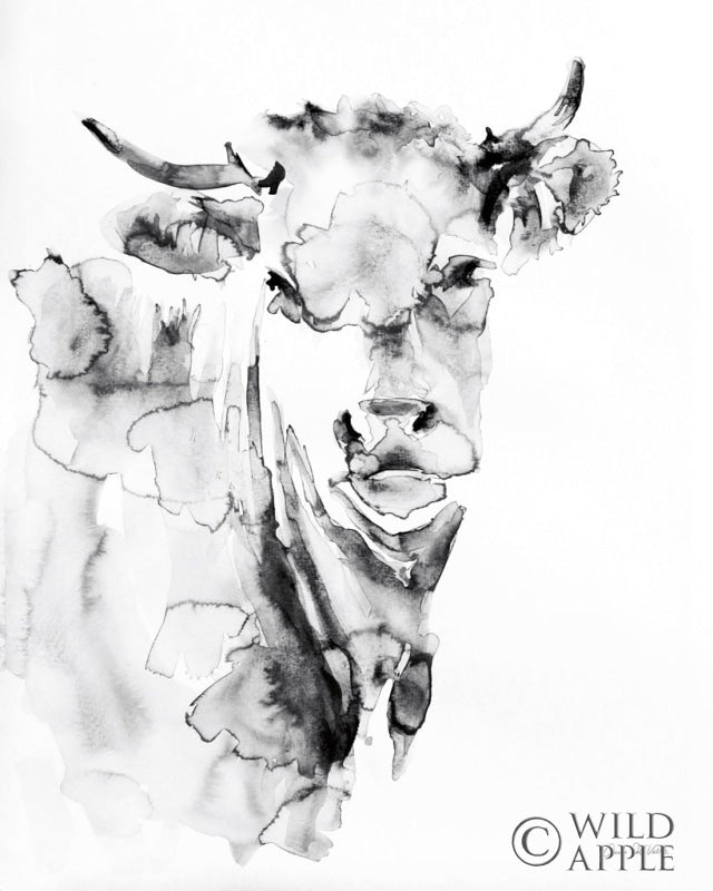 Reproduction of Village Cow Gray by Aimee Del Valle - Wall Decor Art