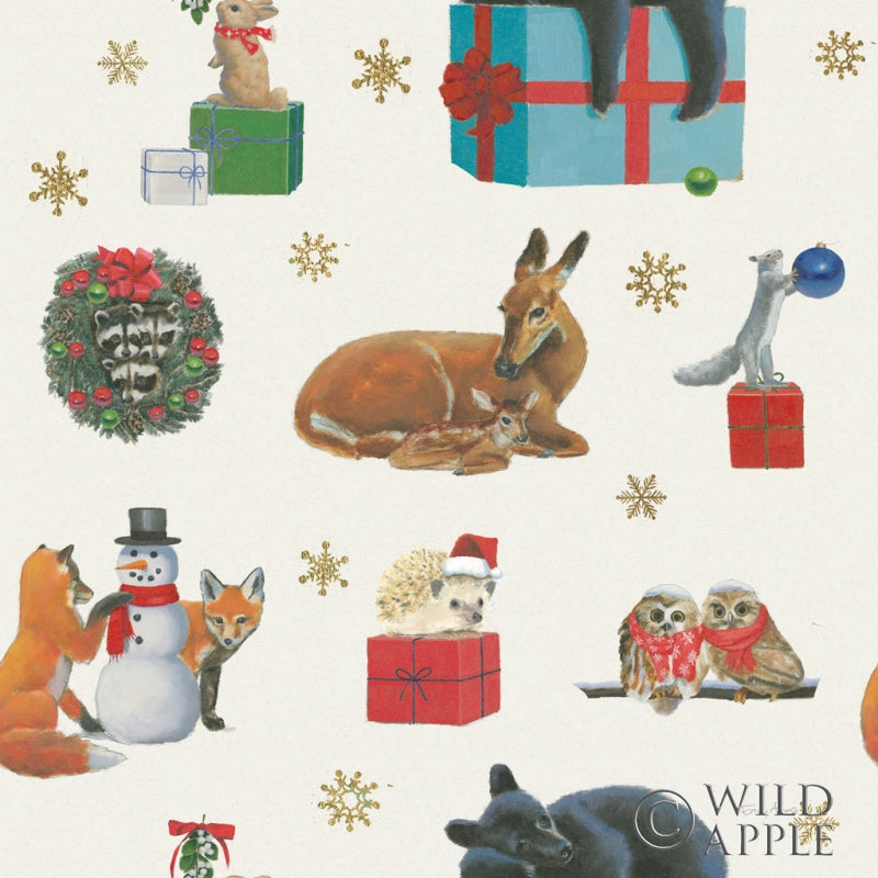 Reproduction of Christmas Critters Bright Pattern IIIB by Emily Adams - Wall Decor Art