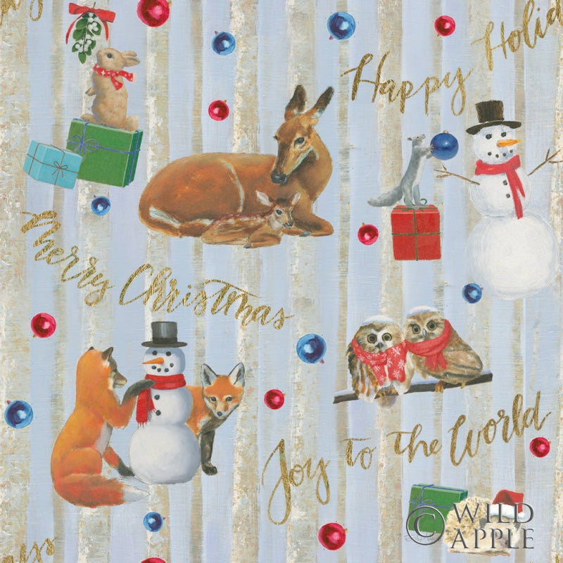 Reproduction of Christmas Critters Bright Pattern IVA by Emily Adams - Wall Decor Art