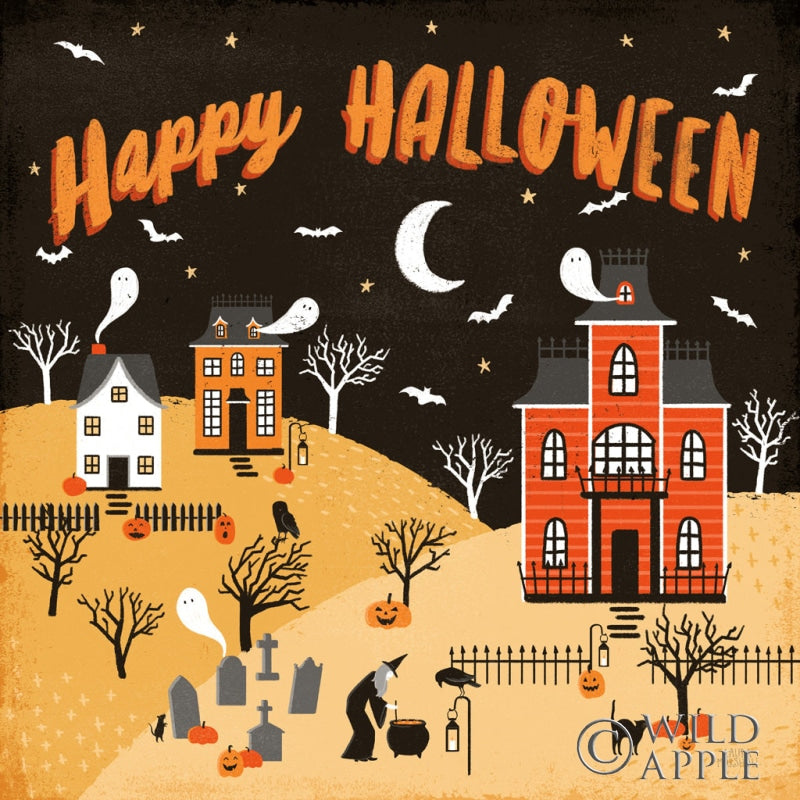 Reproduction of Spooky Village IV Happy Halloween by Laura Marshall - Wall Decor Art