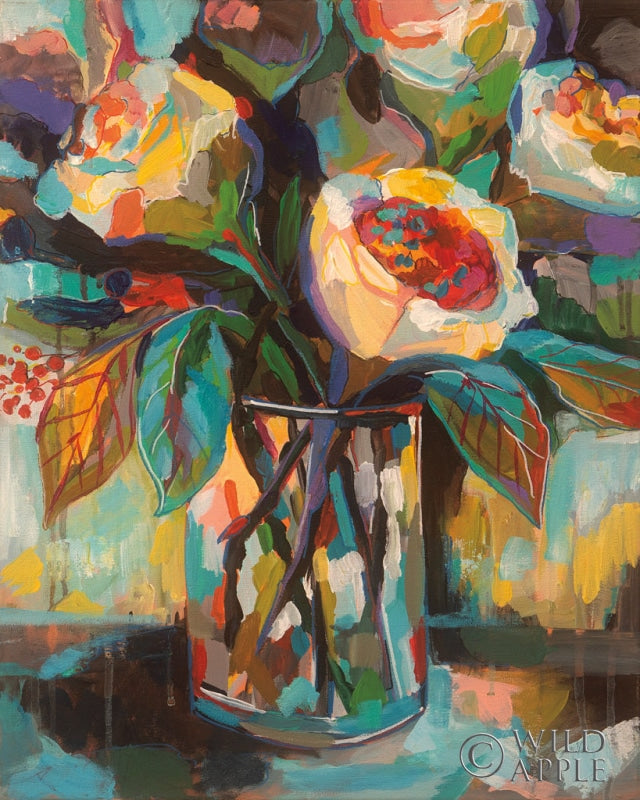 Reproduction of Stained Glass Floral by Jeanette Vertentes - Wall Decor Art